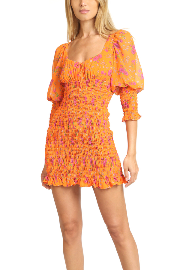 for love and lemons peony mini dress For Love & Lemons Peony Mini Dress - Tangerine