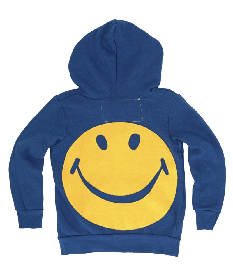 Aviator Nation Kid's Smiley Zip Hoodie in Royal Blue Garmentory