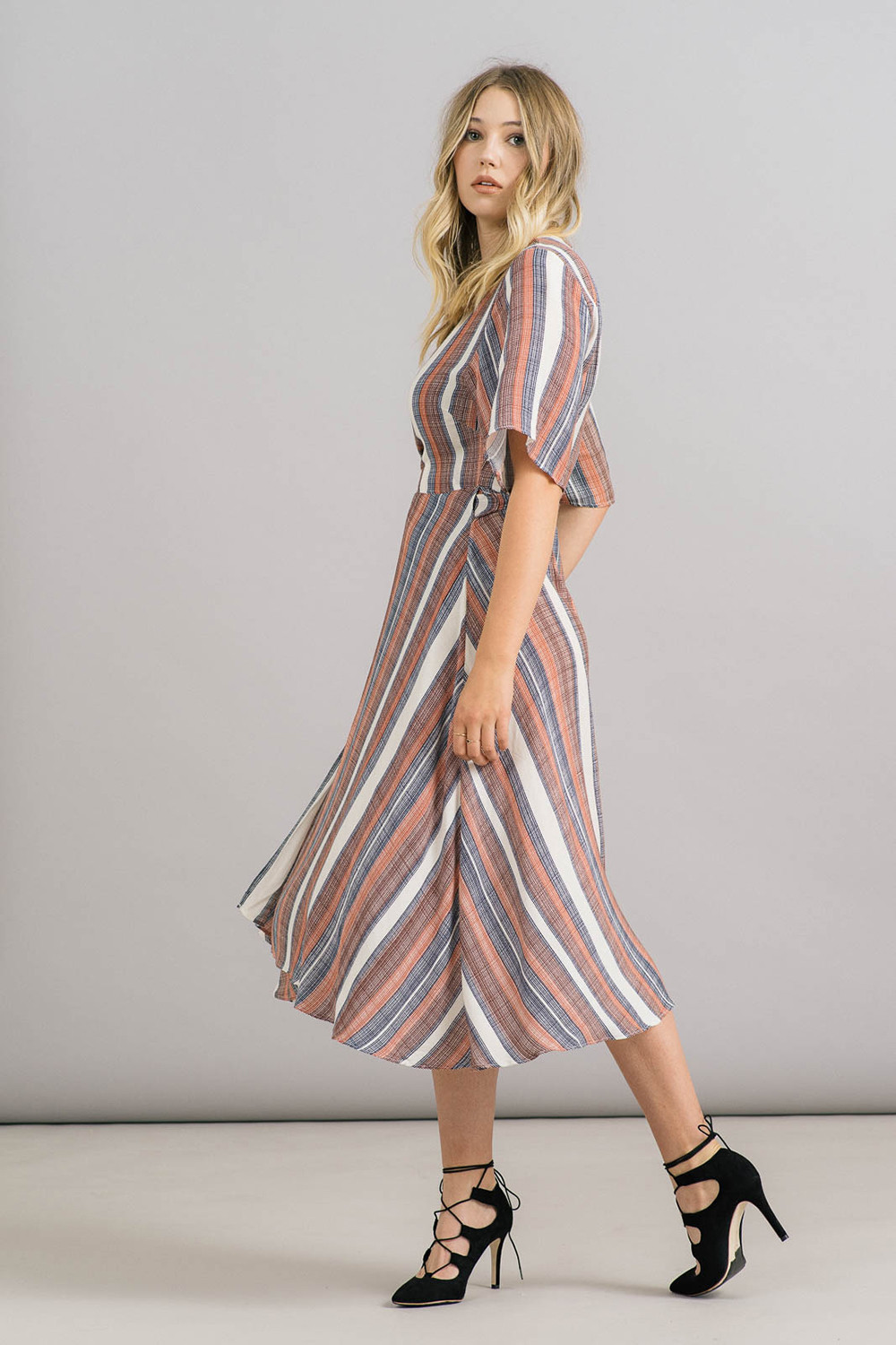 Just Female Stripe Wrap Dress Garmentory