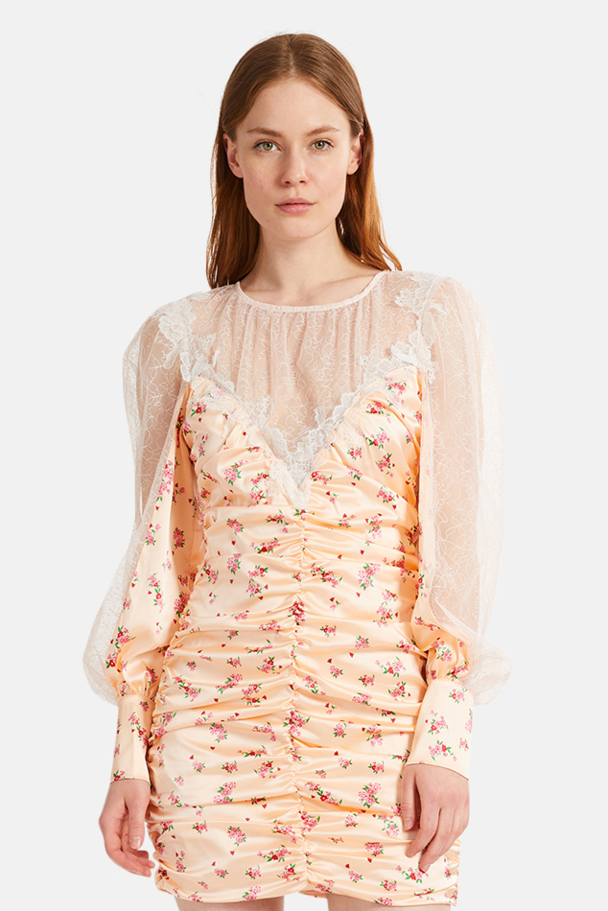 knee length dresses for ladies ASTER FLORAL MINI DRESS  White Cherry Boutique