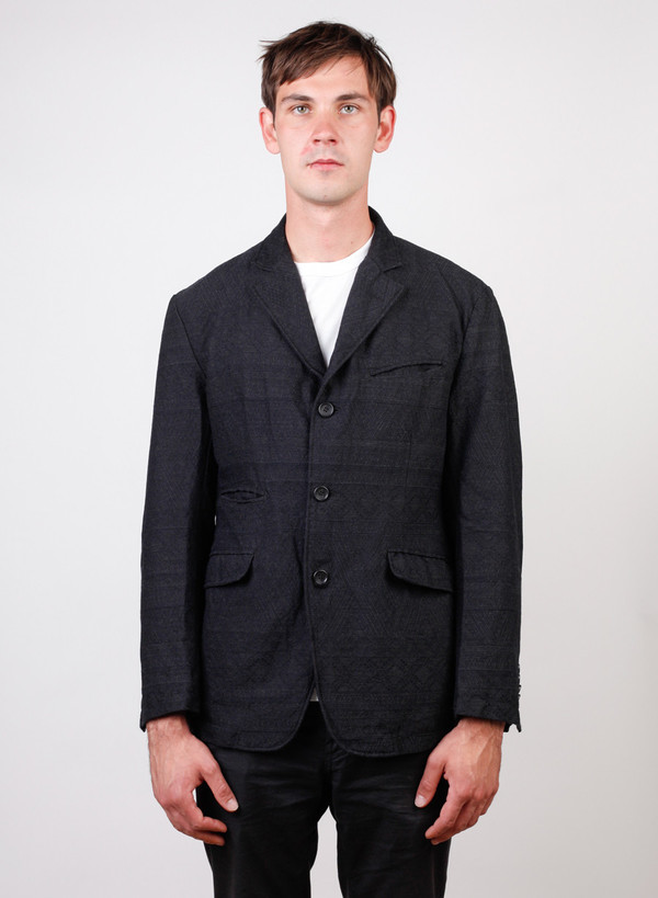 Engineered Garments Andover Wool Geo Jacquard Jacket - Charcoal Engineered Garments Andover Wool Geo Jacquard Jacket - Charcoal
