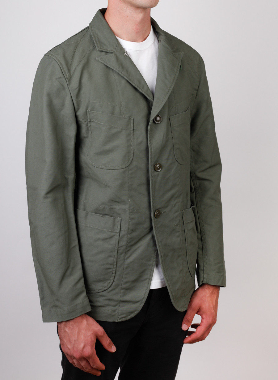 Men's Engineered Garments Bedford Jacket Olive Cotton Double Cloth
