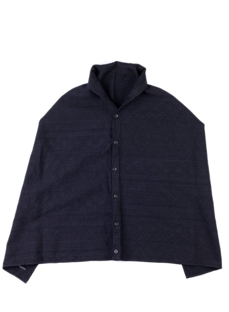 Engineered Garments Wool Geo Jacquard Button Shawl - Charcoal