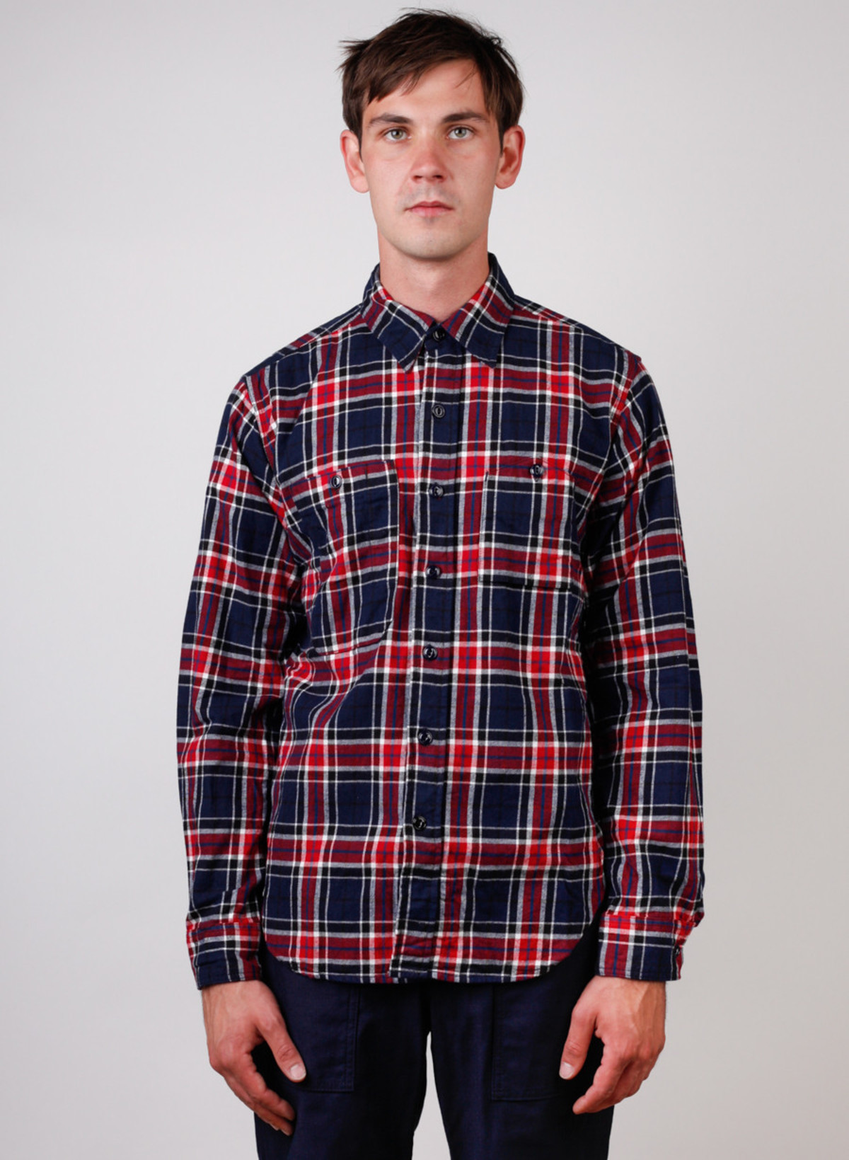 Engineered Garments Big Plaid Flannel Work Shirt - Navy/Red