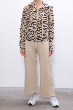 Nili Lotan Callie Zip Up Hoodie - Sandstone Black Zebra Nili Lotan Callie Zip Up Hoodie - Sandstone Black Zebra