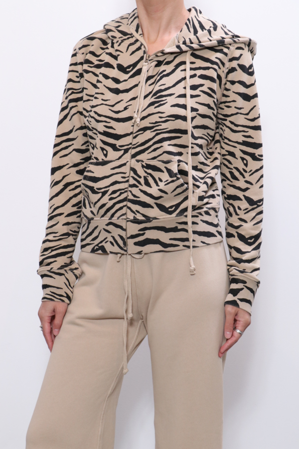 Nili Lotan Callie Zip Up Hoodie - Sandstone Black Zebra Nili Lotan Callie Zip Up Hoodie - Sandstone Black Zebra