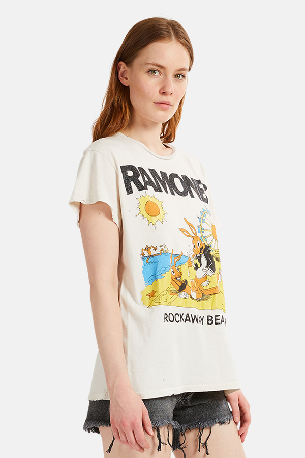 MadeWorn Rock Ramones Rockaway Beach T-Shirt - White | Garmentory