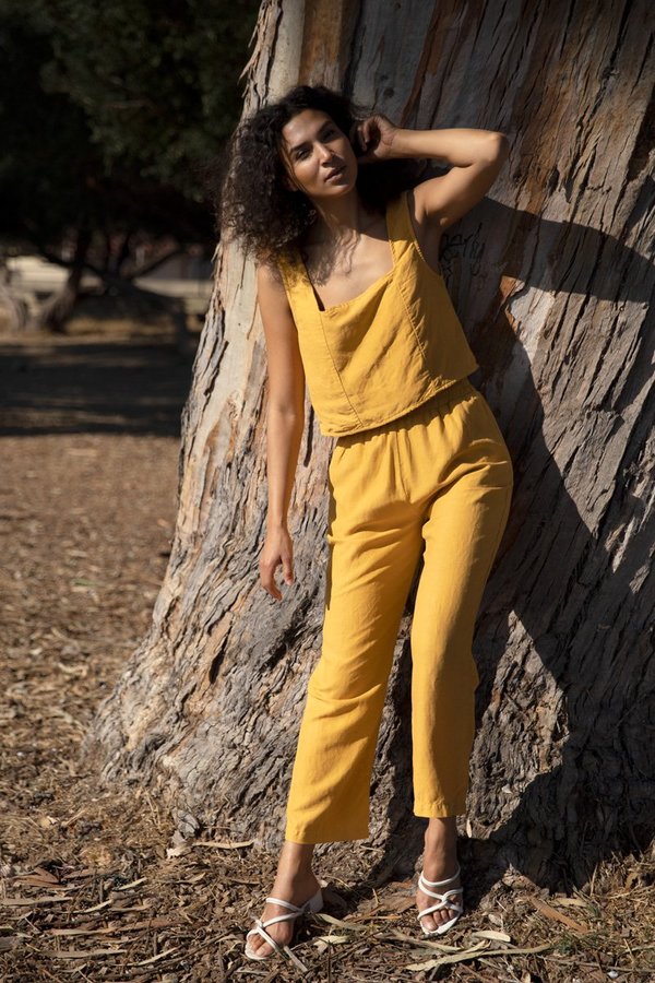 Patricia Linen Pant  - Golden