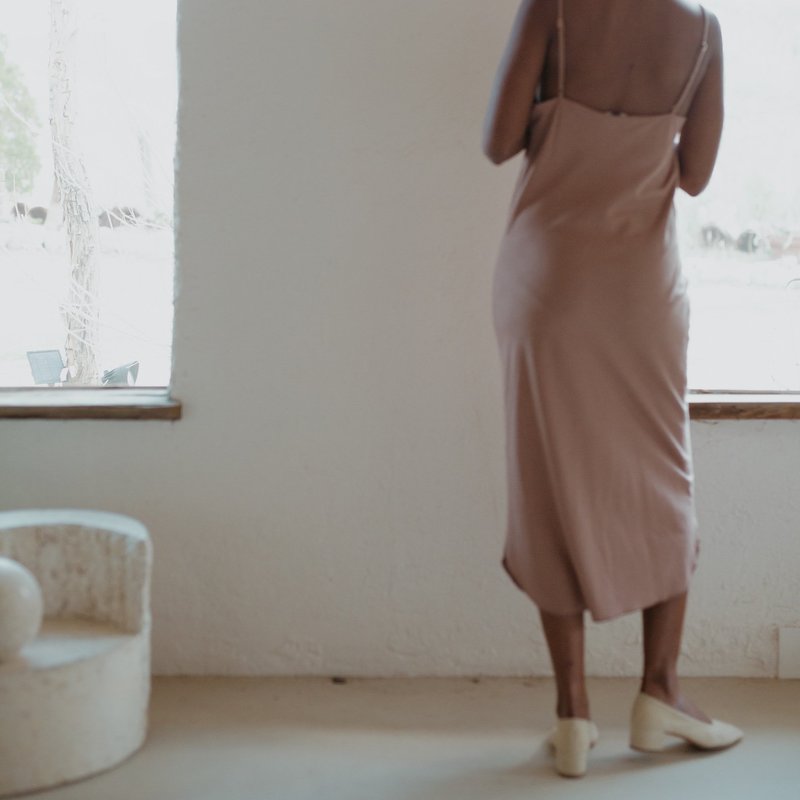 Ozma Bias Slip Dress - Sand