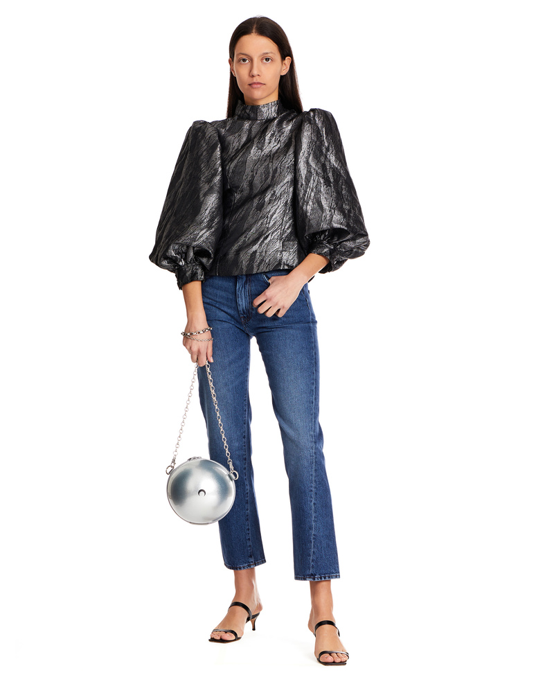 GANNI Metallic Puff Top | Garmentory