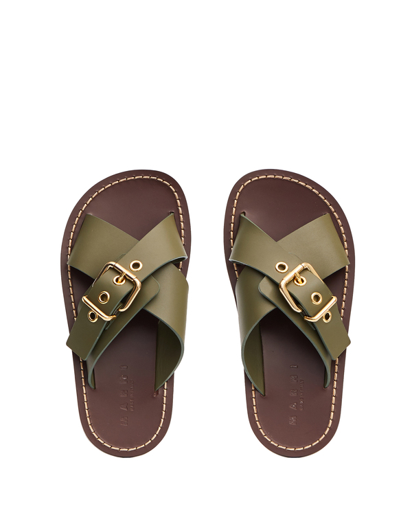 Marni Leather Sandals - Olive Green | Garmentory