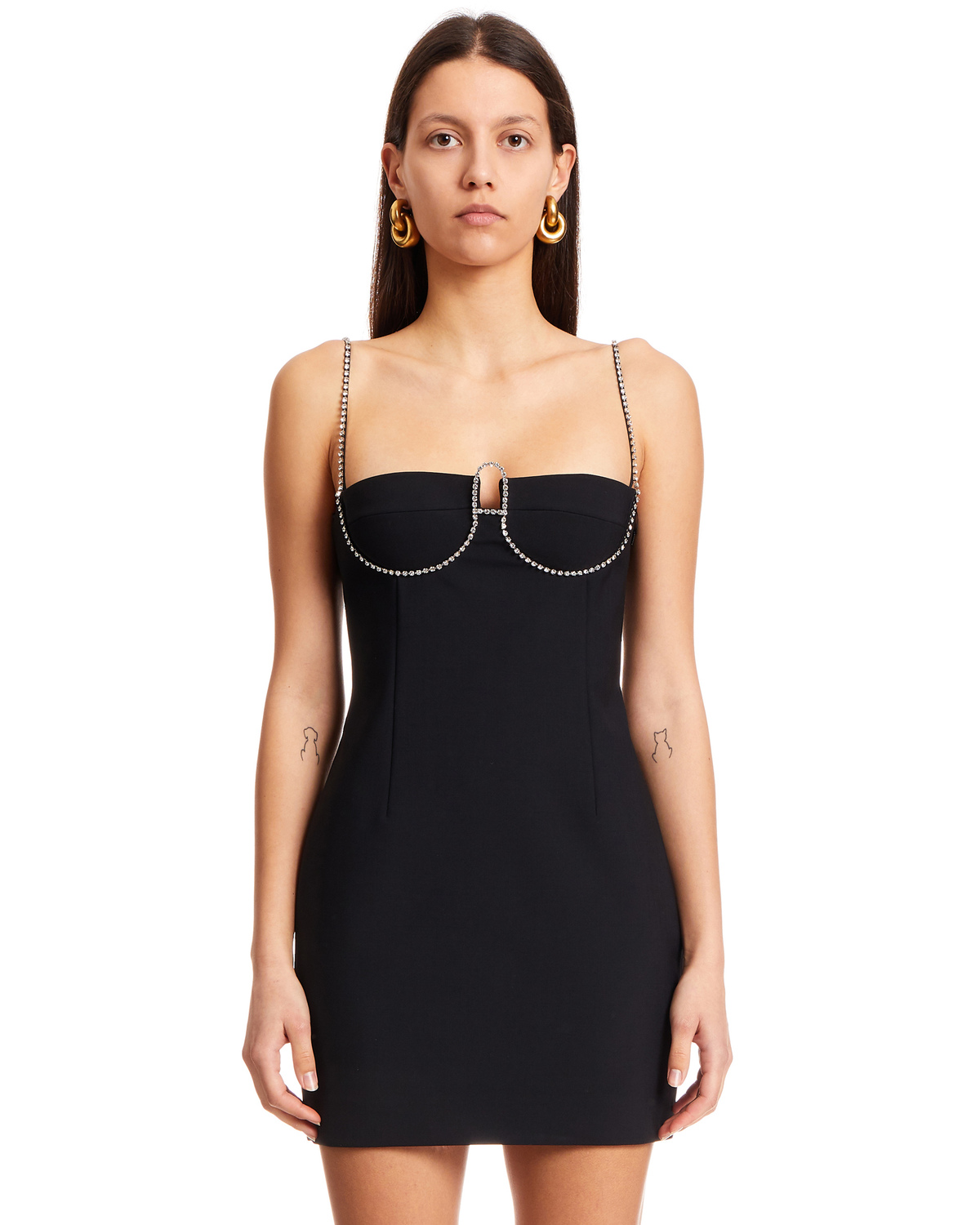 area black crystal dress Crystal embellished crepe maxi dress with a slit 38 (FR) / Black / Adults main image 1