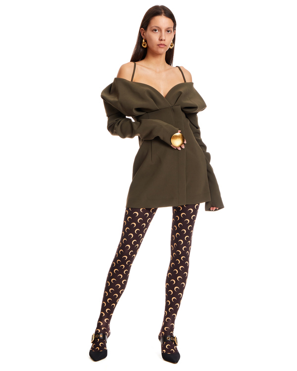 Paris Georgia Crepe Fru Fru Mini Dress - Khaki