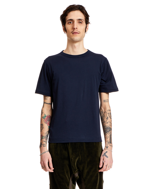 Tシャツ・カットソー DRIES VAN NOTEN OVERSIZED NAVY BLUE COTTON T-SHIRT Dries Van Noten Basic Cotton T-Shirt - Navy | Garmentory