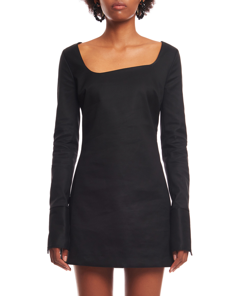 asymmetric midi dress zara Amyral Sheath Asymmetric Neck Linen Cotton Midi Dress