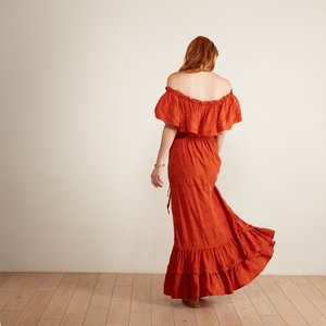 knee length dresses for ladies Plus Size Tiered Puff-Sleeve Maxi Dress White / 2X main image 0