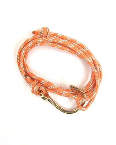 Miansai Gold Fish Hook And Salmon Rope Wrap Bracelet Miansai Gold Fish Hook And Salmon Rope Wrap Bracelet