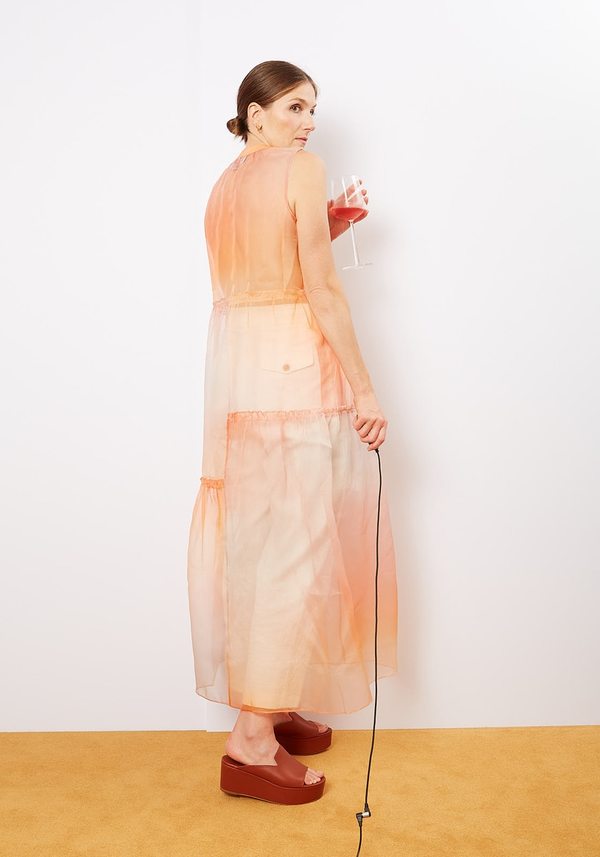 sachin and babi light blue dress Orange Blue Prom Gowns Organza A-Line Party Evening Dress M128