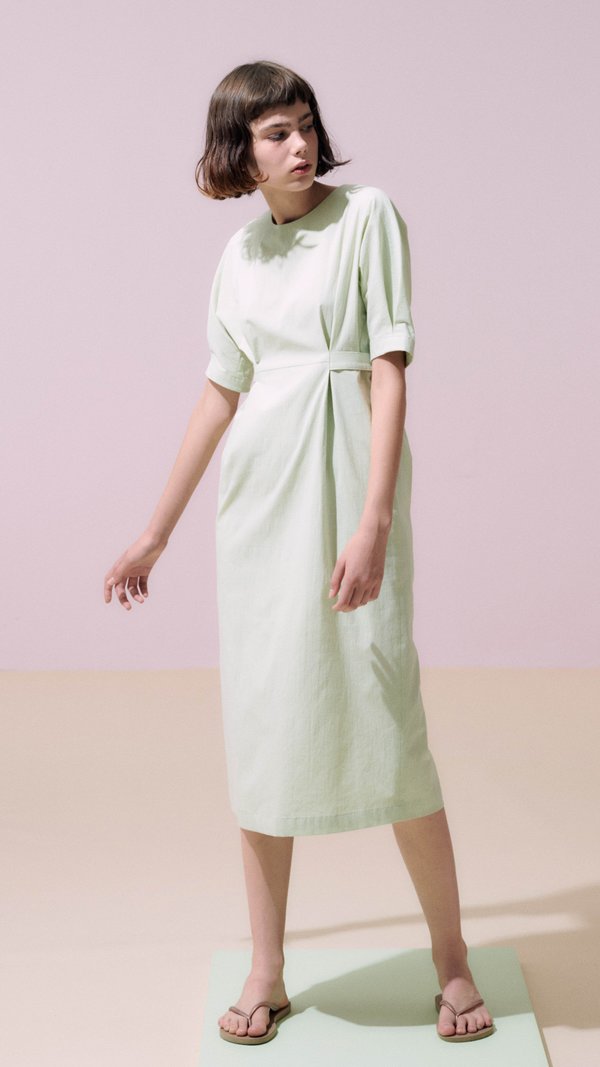 High low dolman sleeve single layer dress