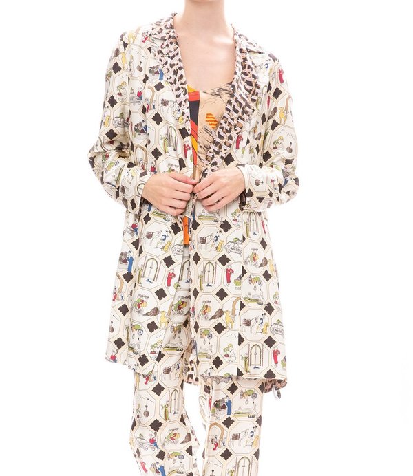 La Prestic Ouiston silk reversible jacket - Leopard/Moroccan Print