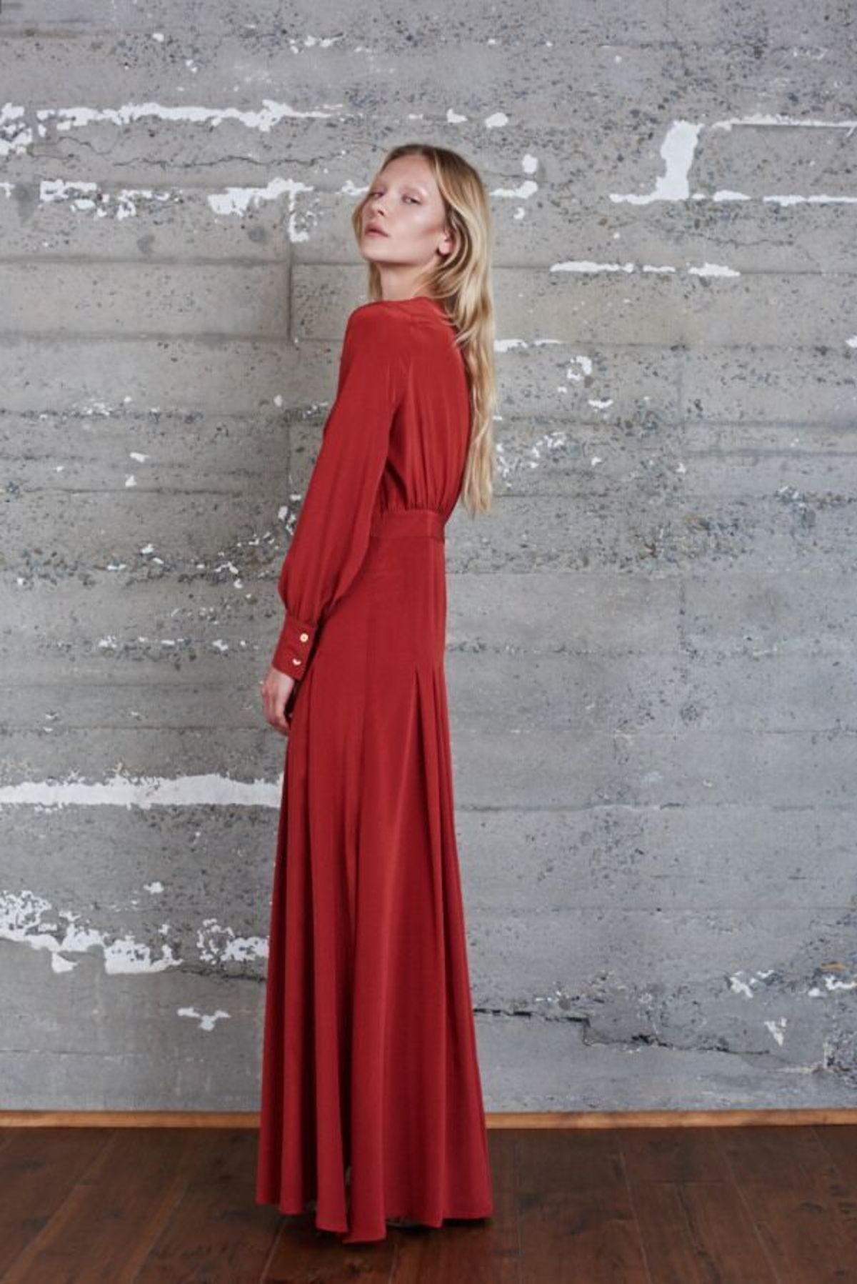 KAMPERETT Harper Silk Keyhole Dress - Rust | Garmentory