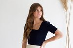 Descendant Pointelle Woven Top - Navy - Thumbnail 3
