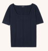 Descendant Pointelle Woven Top - Navy - Thumbnail 4