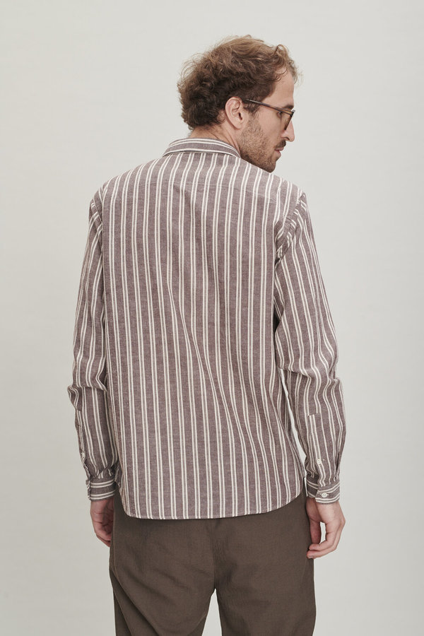 Delikatessen Striped Cotton Round Collar Shirt Delikatessen Striped Cotton Round Collar Shirt