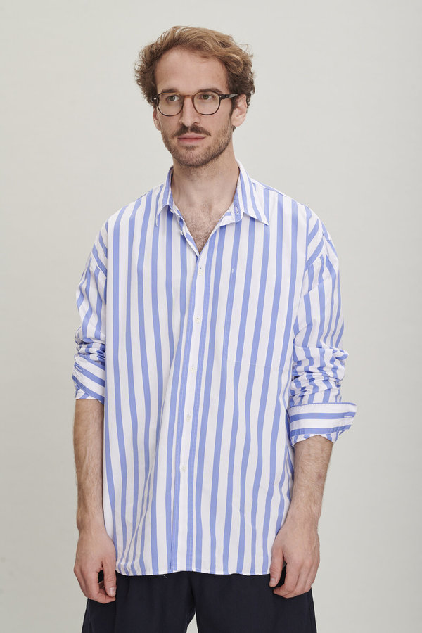 Delikatessen Rider Cotton Shirt - Blue Stripes Delikatessen Rider Cotton Shirt - Blue Stripes