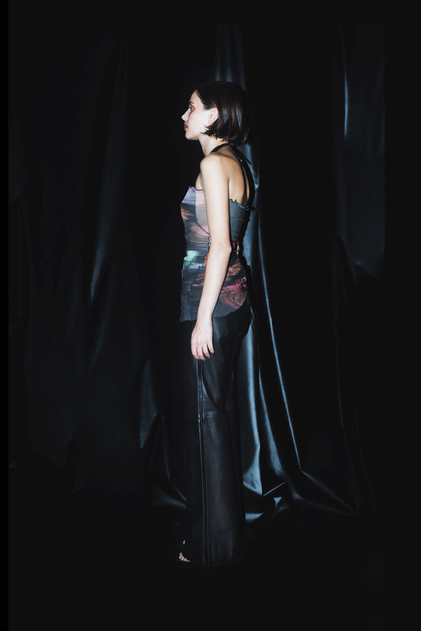 AUN DRAPED ASYMMETRIC BANDEAU TOP - FLORAL 