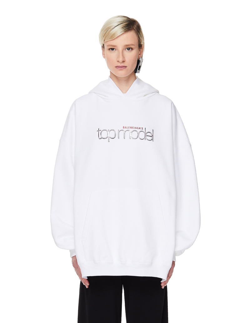 Balenciaga Cotton Topmodel Hoodie - White | Garmentory Balenciaga Cotton Topmodel Hoodie - White | Garmentory