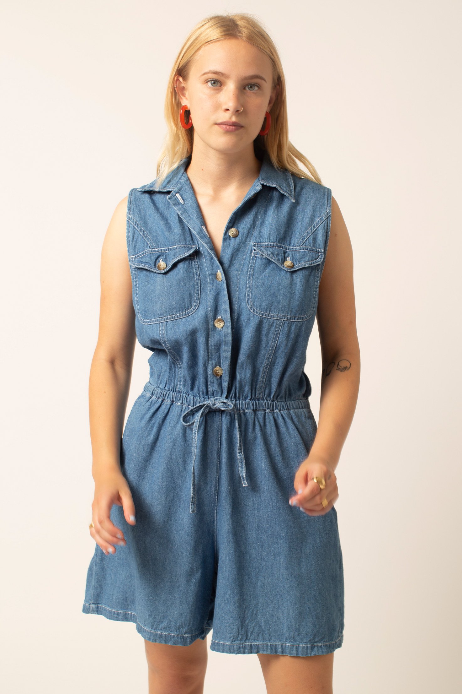 vintage denim romper