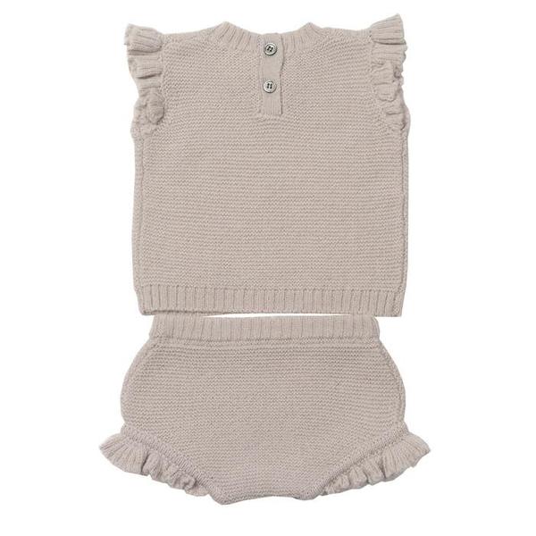 Kids Bonton Two Piece Short Sleeved Shirt And Bloomers Set - Mastic Grey Kids Bonton Two Piece Short Sleeved Shirt And Bloomers Set - Mastic Grey