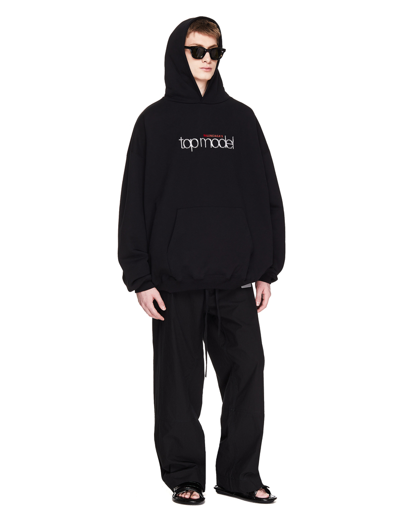 Balenciaga Cotton Topmodel Hoodie - Black | Garmentory