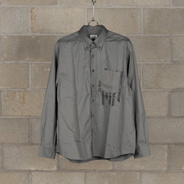 Uniform Experiment Garbardine Back Concealed Pocket Big Button Down Shirt - Grey Uniform Experiment Garbardine Back Concealed Pocket Big Button Down Shirt - Grey