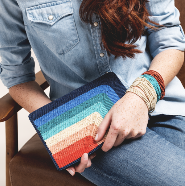 Pattino Shoe Boutique Ink and Alloy Beaded Clutch - Rainbow Pattino Shoe Boutique Ink and Alloy Beaded Clutch - Rainbow