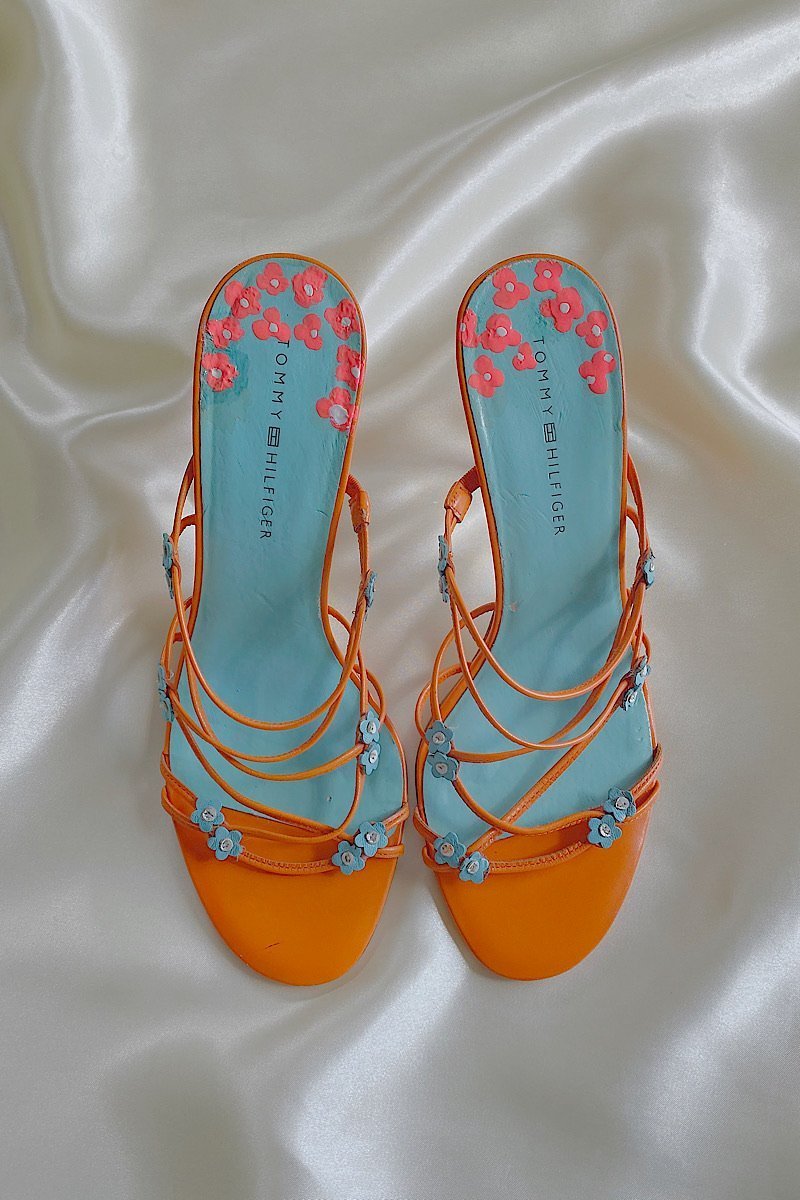 【関税込み】Flower Sandals - Carel - Leather - Orange Flower Sandals - Carel - Leather - Orange