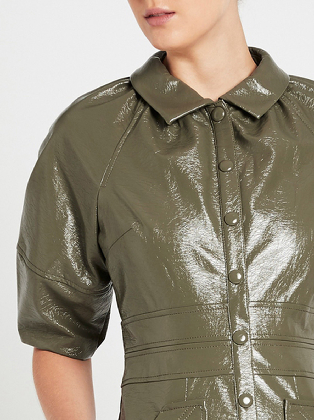 Rebecca Taylor Vegan Patent Leather Dress - Green | Garmentory