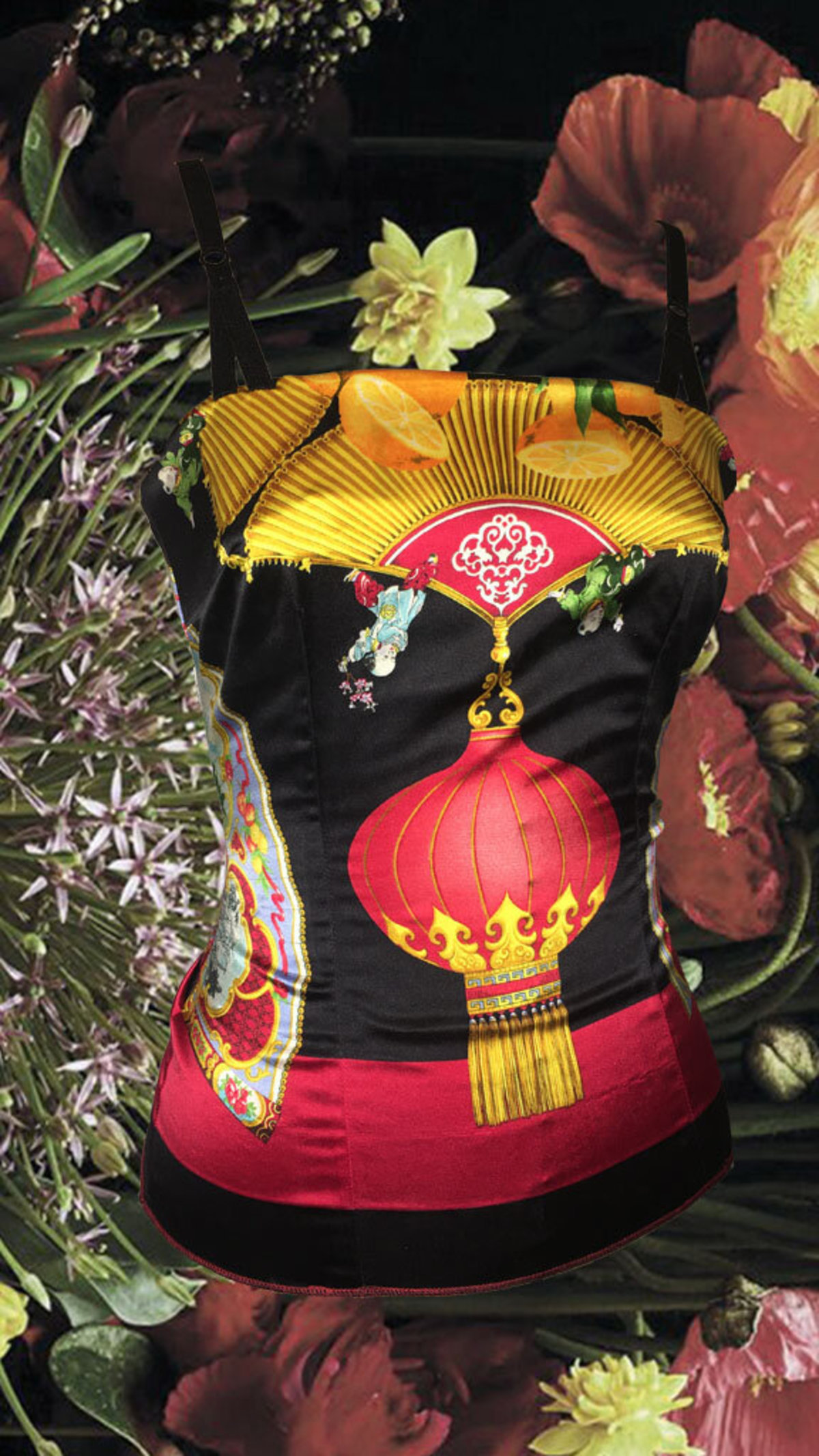 Vintage Dolce & Gabbana SILK PRINT BUSTIER CAMI TOP - MULTI