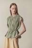 Hidden Forest Market Shirring Blouse - Light Olive - Thumbnail 1