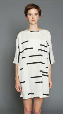 Uzi NYC Cream Broken Stripe Now Dress Uzi NYC Cream Broken Stripe Now Dress