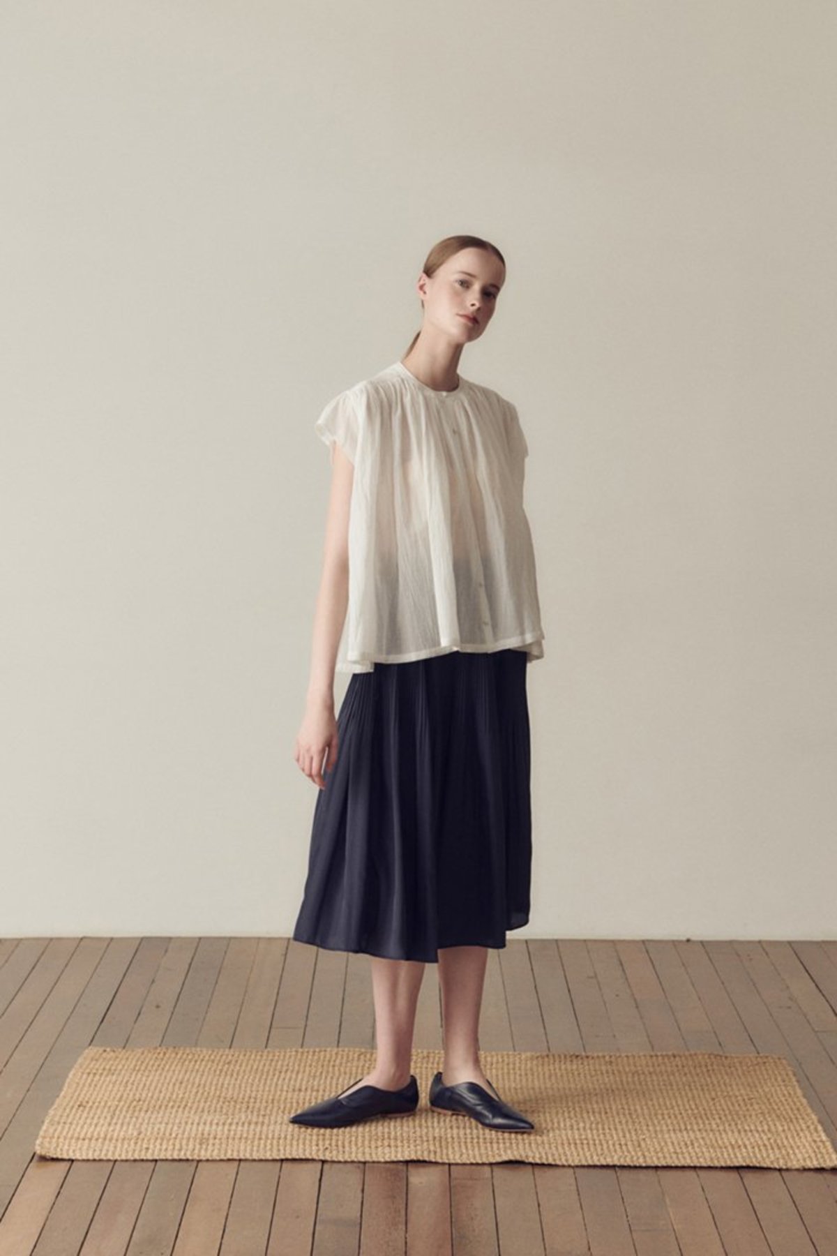 Hidden Forest Market Fortuna Pleats Silky Skirt - Navy - Image 5 of 6