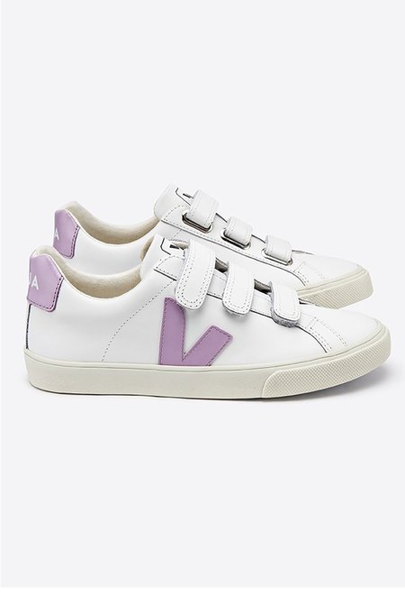 VEJA 3 Lock Logo Leather - Extra White/Lilac | Garmentory