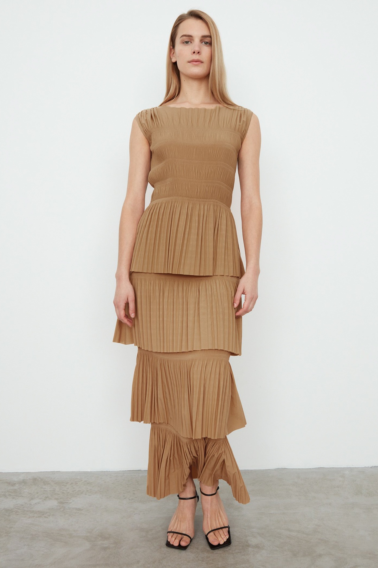 Totême ARAMON PLEATED DRESS WITH BOATNECK | Garmentory 