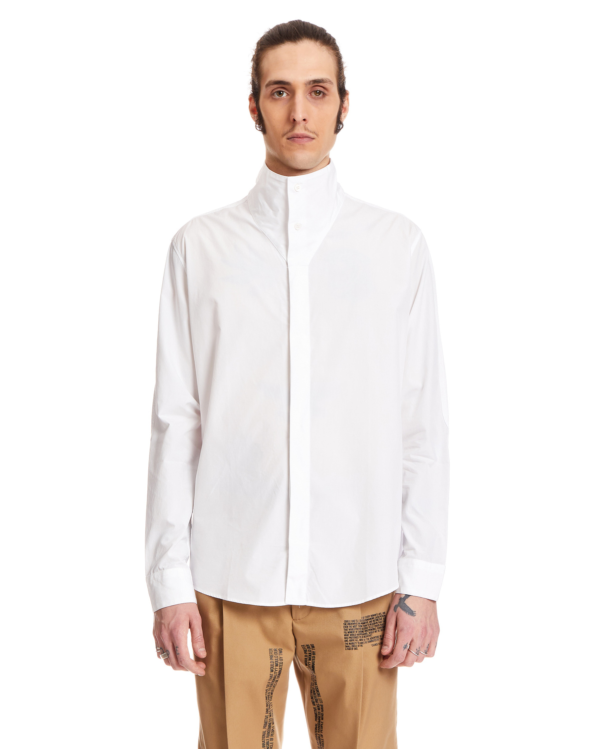 1017 ALYX 9SM High Collar Cotton Shirt - White | Garmentory