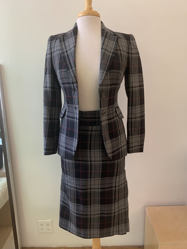 red plaid two piece set