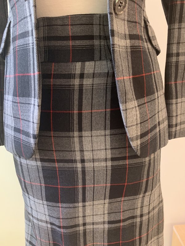 red plaid two piece set