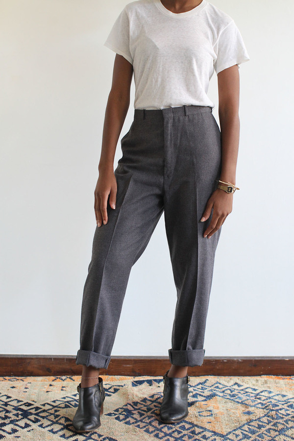 RAWSON Vintage Grey Wool High Waist Pleated Trousers RAWSON Vintage Grey Wool High Waist Pleated Trousers