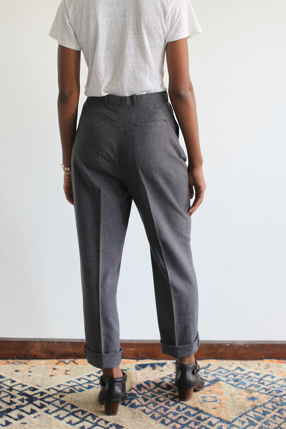 RAWSON Vintage Grey Wool High Waist Pleated Trousers Garmentory