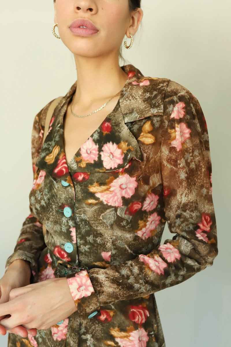 Vintage 70s Long Sleeve Floral Mini Dress | Garmentory